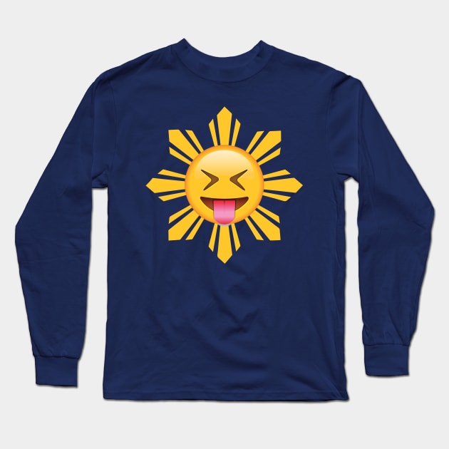 Filipino Sun Tongue Out Emoji Long Sleeve T-Shirt by SkarloCueva